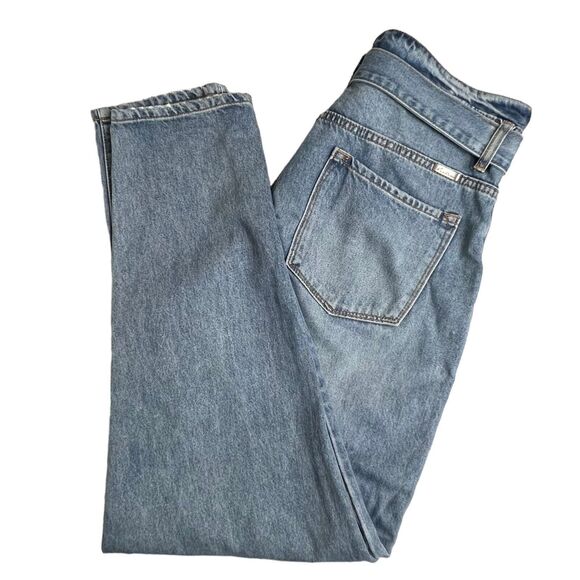 KanCan Womens Medium Wash Distressed Blossom Ultra High Rise Belted Mom Jeans 28 - Picture 1 of 8